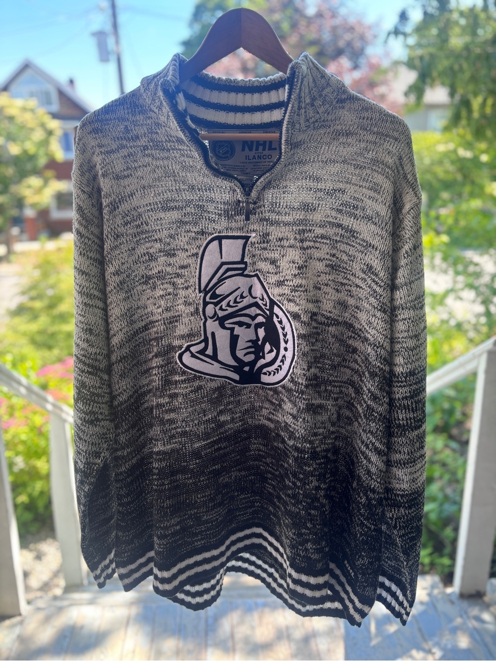 NHL Ilanco Ottawa Senators Knit Quarter Zip Sweater Pullover Size